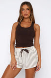 Sweetheart Pyjama Short Cream Choc Stripe