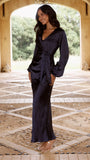 Ivy Long Sleeve Tie Front Maxi Dress Navy