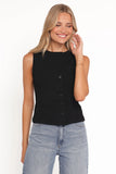 Agatha Asymmetrical Knit Top Black