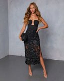 Nightsky Floral Applique Midi Skirt