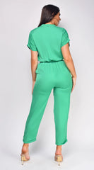Darya Button Up Jumpsuit Green