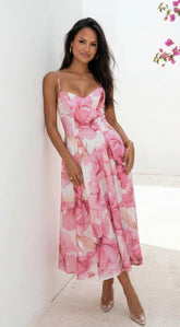 Elaroise Floral Maxi Dress Pink Multi
