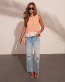 Natural Charm Knit Twofer Peplum Top