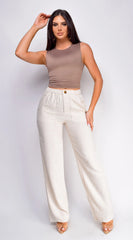 Cora Linen Pants Beige