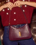 Verah Vegan Leather Croc Embossed Shoulder Bag