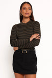 Stacie Ribbed Knit Top Olive Stripe
