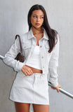 Mariah Striped Denim Jacket Grey White