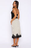 Knew Its You Midi Skirt Off White Black Polka Dot