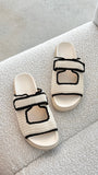Abbot Sandals White Black Contrast