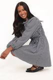 Jessen Long Sleeve Mini Dress Navy Gingham
