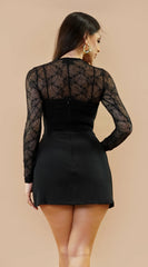 Sheer Lace Print Blouse Black