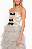 Kelari Strapless Midi Dress Cream Polka Dot