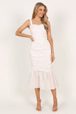 Sierre Ruched Midi Dress White