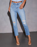Jeanne Super Stretch High Rise Slim Distressed Denim