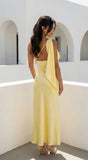 Valencia One Shoulder Satin Maxi Dress Butter Yellow