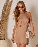 Sweet Grace Satin Halter Mini Dress