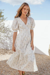 Steele Puff Sleeve Midi Dress Floral