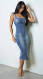 Vickita Denim Midi Dress Blue