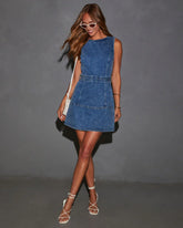 Zuma Belted A Line Denim Mini Dress