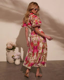 Meadowlane Floral Waist Tie Midi Dress