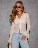 Parisian Dawn Textured Cuff Tie Top