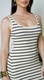 Ulrika Stripe Tank Maxi Dress Beige