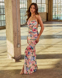 Gentle Allure Floral Mesh Maxi Dress