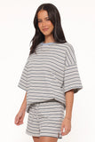 Hellen Stripe Short Set Blue Cream Stripe