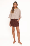 Wilda Oversized Tee Cream Tan Stripe