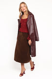 Halina Velvet Midi Skirt Chocolate