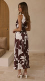 Hadas Maxi Dress Chocolate White Print