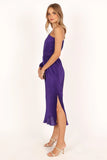 Pontee One Shoulder Pleated Midi Dress Purple