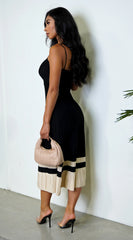 Mira Ribbed Two Tone Midi Dress Black