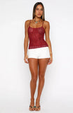 Femme Fuel Sequin Crochet Top Berry