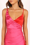 Lipa Colourblock Midi Slip Dress Pink Red