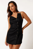 Allegra Linen Mini Dress Black