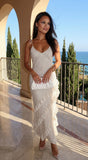 Olivara Polka Dot Ruffle Maxi Dress Off White