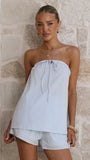 Mallie Strapless Top and Shorts Set Blue