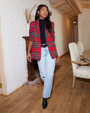 Eve Pocketed Plaid Blazer
