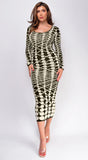 Idalia Black Abstract Long Sleeve Maxi Dress
