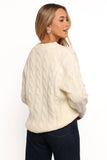 Kalai Cable Knit Pearl Detail Knit Sweater Cream