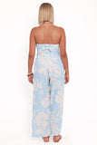 Lourdes Wide Leg Pant Blue Hibiscus