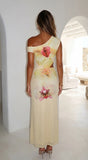 Lioraya Floral Off Shoulder Maxi Dress Pale Yellow Multi