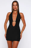 Tropicana Halter Mini Dress Black