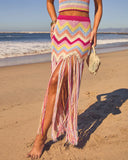 Horizon Honey Fringe Crochet Maxi Skirt