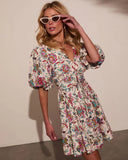 Spring Showers Abstract Babydoll Mini Dress