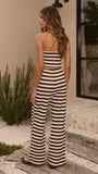Milla Strapless Top Pants Set Brown Beige Stripe