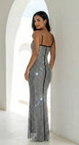 Maravelle Rhinestone Mermaid Maxi Dress Black