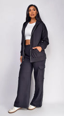 Everywhere Zip Up Oversized Hoodie Black