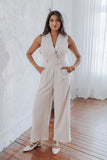 Sienna Belted Jumpsuit Beige
